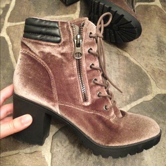 Madden Girl Shoes - Madden Girl Velvet Combat Boots Heels